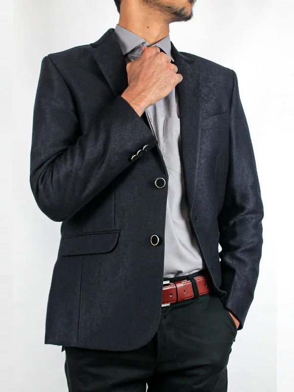 Casual Coat Blazer for Men Tweed Navy Blue