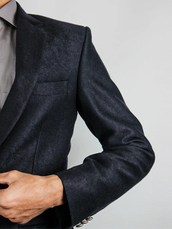 Casual Coat Blazer for Men Tweed Navy Blue