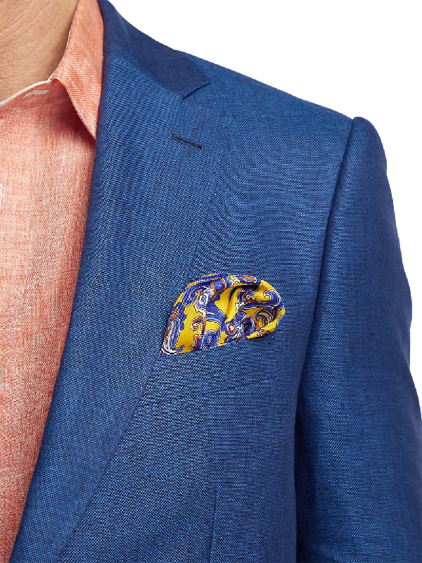 Linen Single Breasted Notch Lapel Sport Coat - Blue