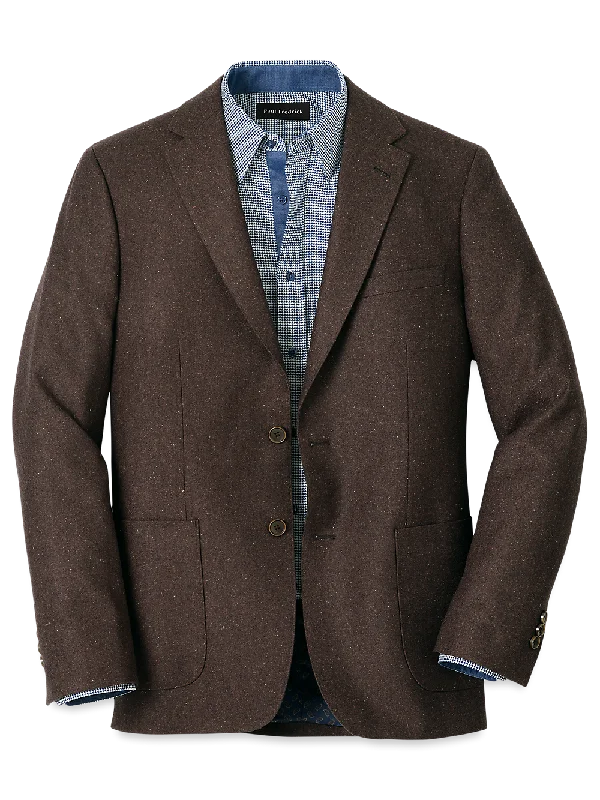 Wool Blend Donegal Single Breasted Notch Lapel Sport Coat - Brown