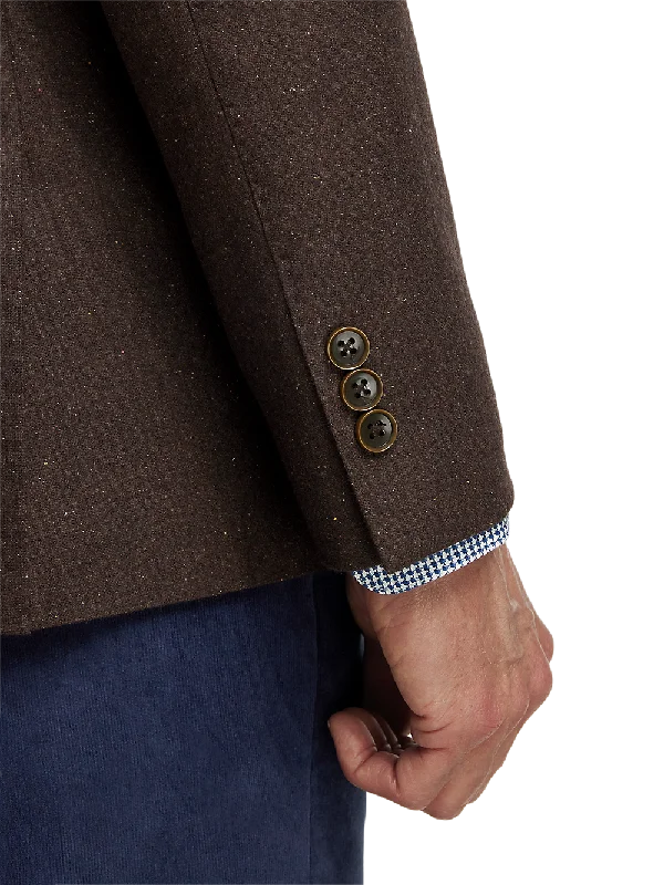 Wool Blend Donegal Single Breasted Notch Lapel Sport Coat - Brown