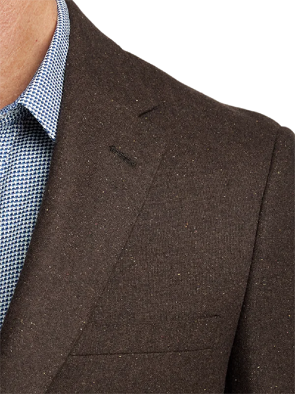 Wool Blend Donegal Single Breasted Notch Lapel Sport Coat - Brown