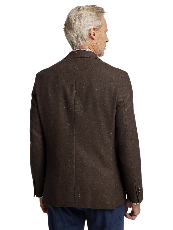 Wool Blend Donegal Single Breasted Notch Lapel Sport Coat - Brown