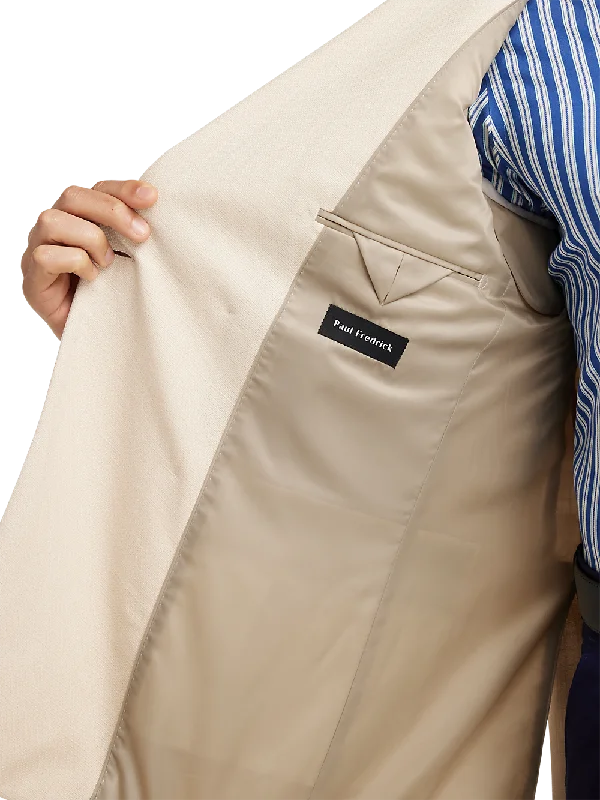 Wool Blend Double Breasted Peak Lapel Sport Coat - Cream