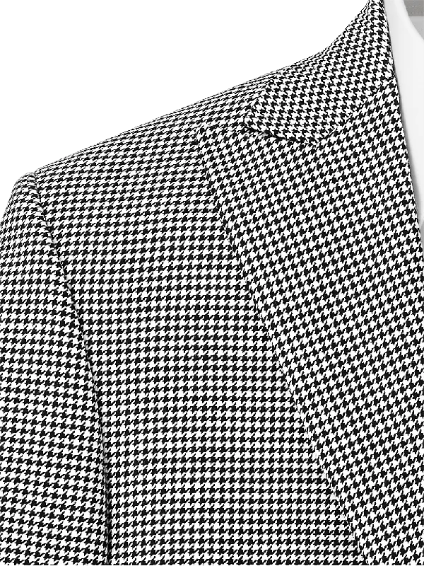 Wool Houndstooth Single Breasted Peak Lapel Sport Coat - Black/white