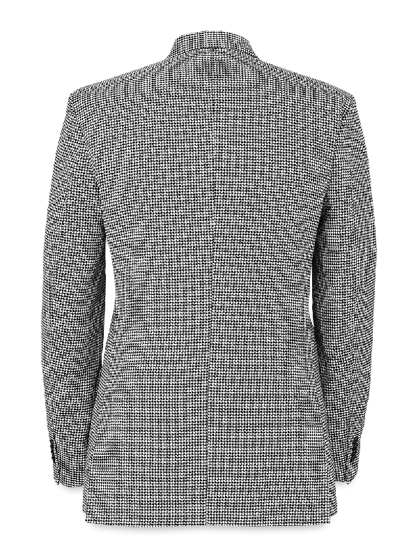 Wool Houndstooth Single Breasted Peak Lapel Sport Coat - Black/white