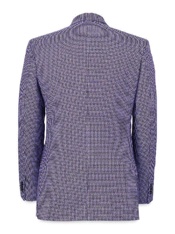 Wool Houndstooth Single Breasted Peak Lapel Sport Coat - Purple