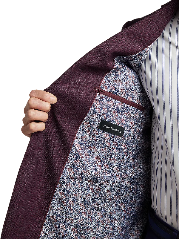 Wool Single Breasted Notch Lapel Sport Coat - Plum