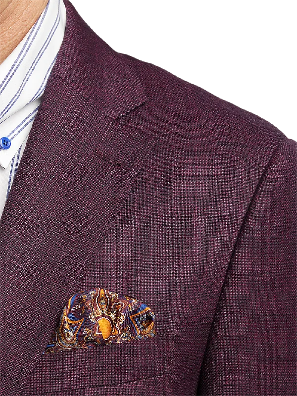 Wool Single Breasted Notch Lapel Sport Coat - Plum