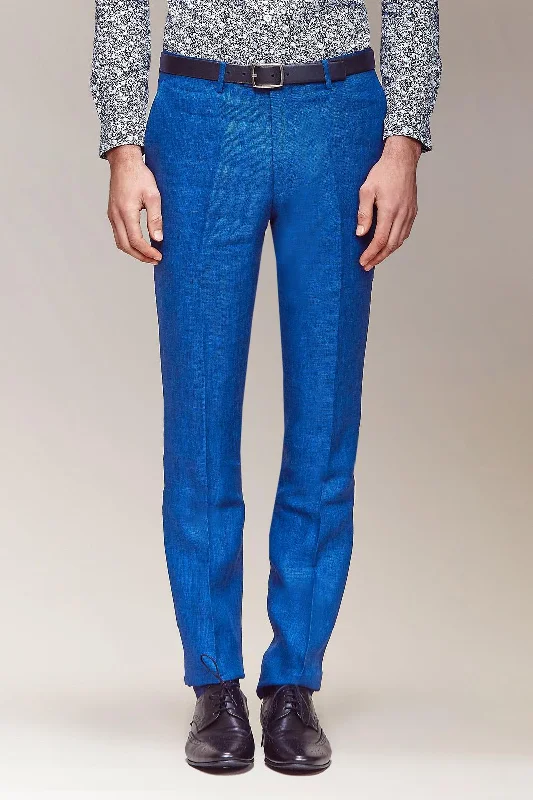 Blue Linen Mod Pant