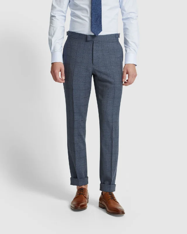 BYRON WOOL CHECK SUIT TROUSERS WITH SIDE TAB