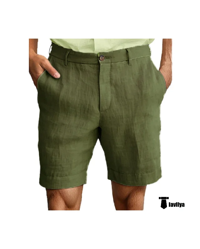 Casual Men's Short Pants Cotton Linen For Beach Wedding