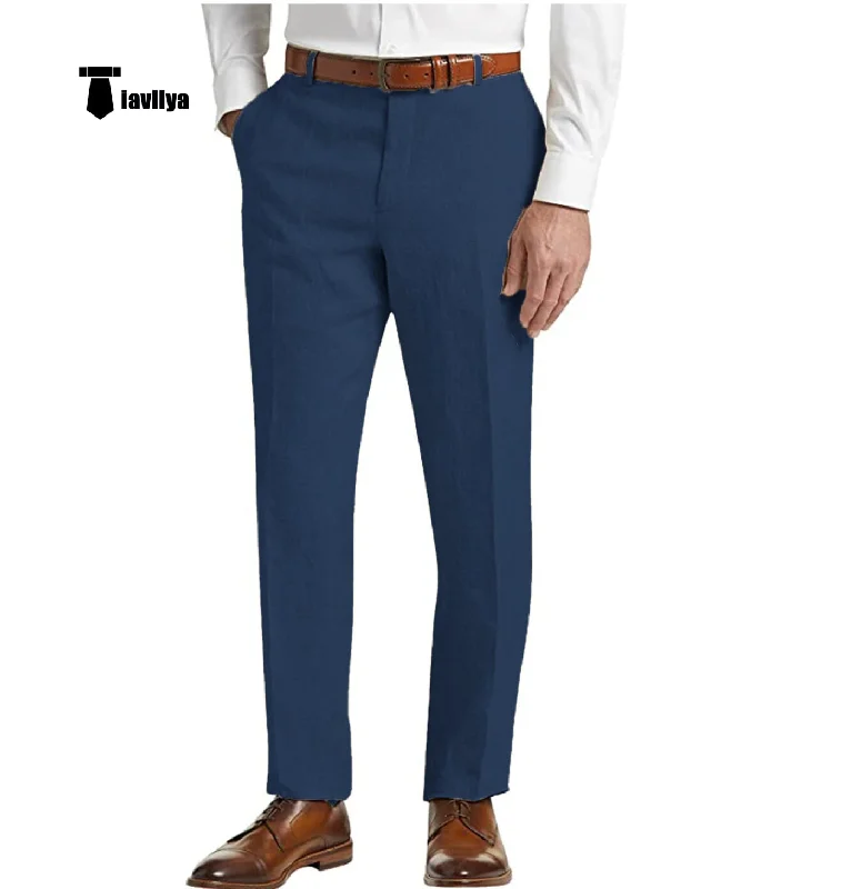 Casual Men's Suit Pants Cotton Linen Trousers For Wedding