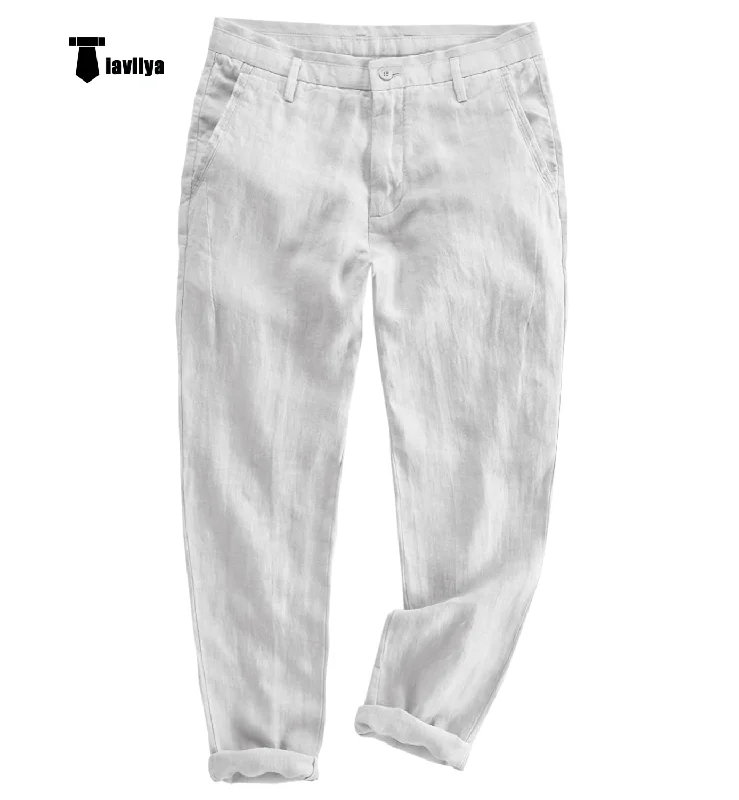 Casual Men's Suit Pants Cotton Linen Trousers For Wedding