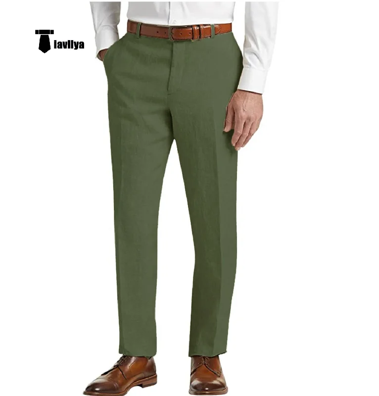 Formal Men's Suit Pants Cotton Linen Trousers For Wedding