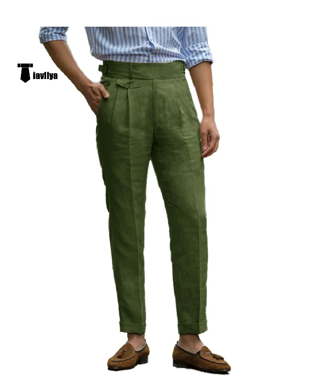 Leisure Men's Suit Pants Cotton Linen Trousers For Wedding