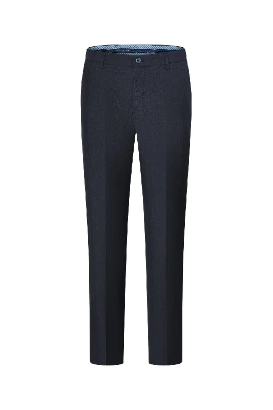 Lightweight Polyester Check Suit Pants  in Regular Fit