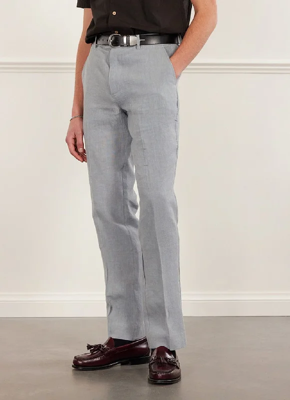 Tailored Linen Trousers | Light Blue