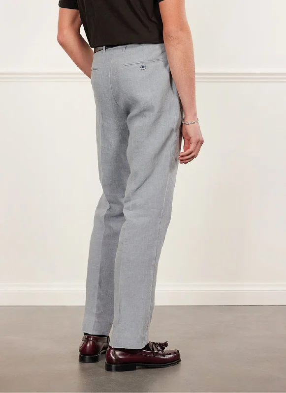 Tailored Linen Trousers | Light Blue