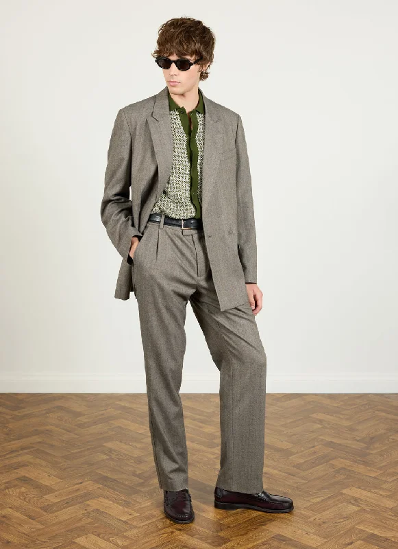 Tailored Tapered Trousers | Herringbone | Grey