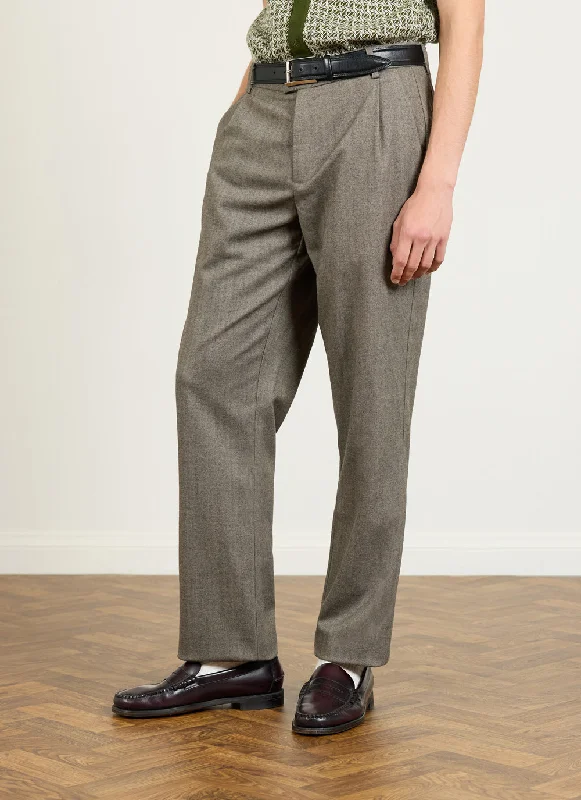 Tailored Tapered Trousers | Herringbone | Grey