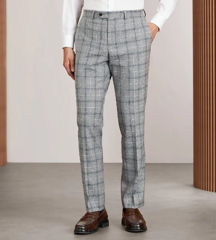 Slim Fit Grey Plaid Suit Pants