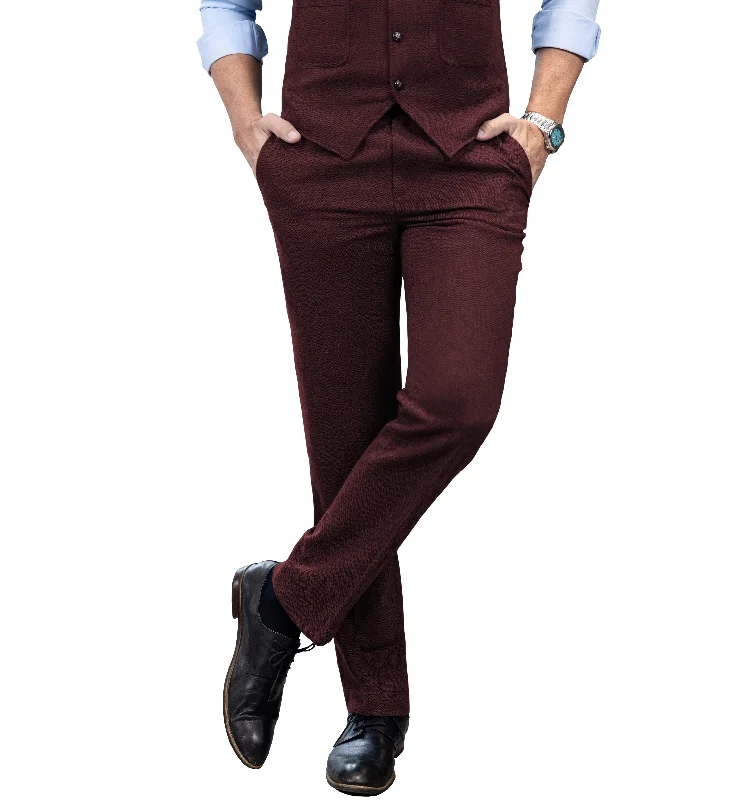 Vintage Classical Men's Suit Pants Herringbone Tweed Trousers