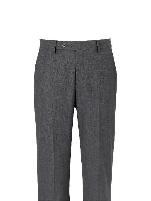 Wool Stretch Bengaline Flat Front Suit Pants - Grey