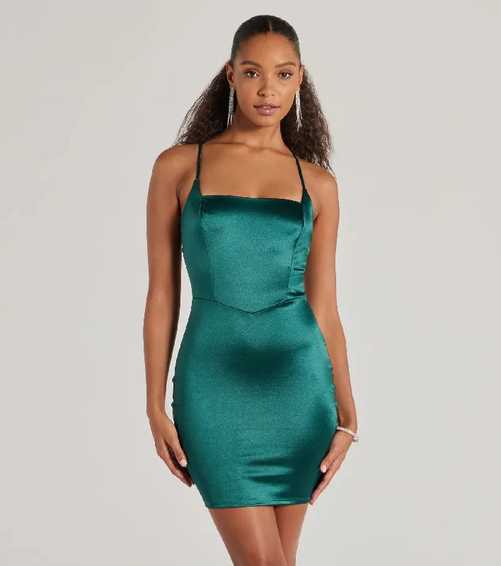 Adding Elegance Bodycon Satin Mini Dress