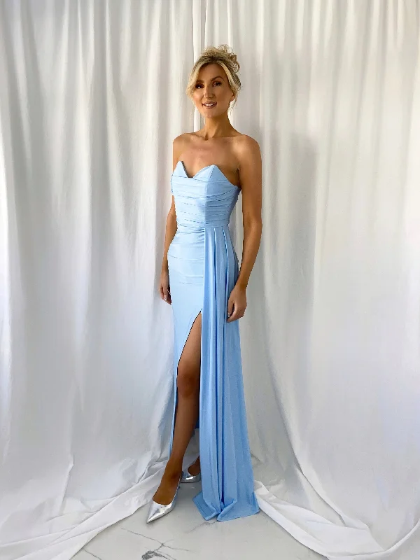 Agathe Off The Shoulder Maxi Dress - Sky Blue