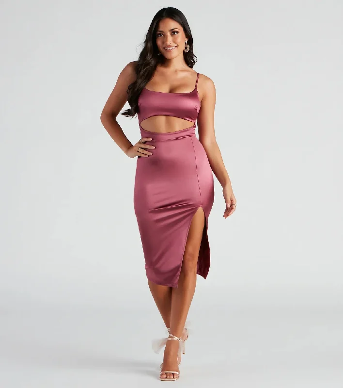 All Eyes On You Satin Midi Dress