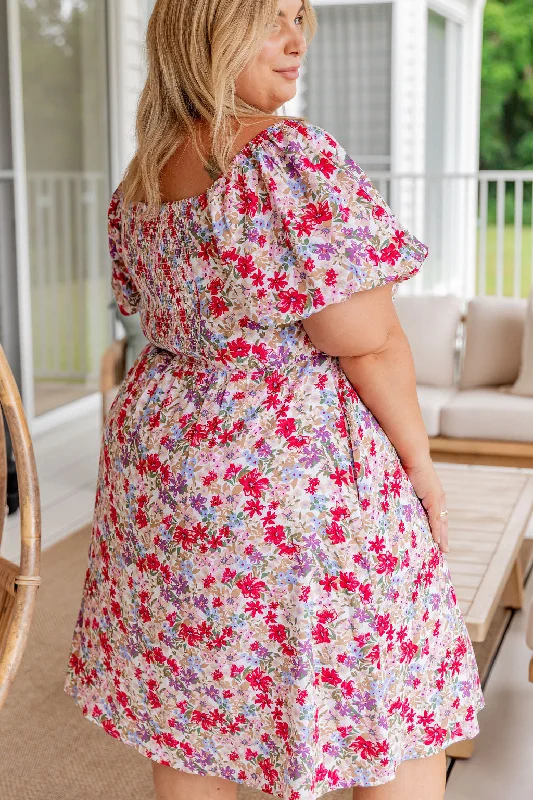 Charlotte Puff Sleeve Dress in Light Floral