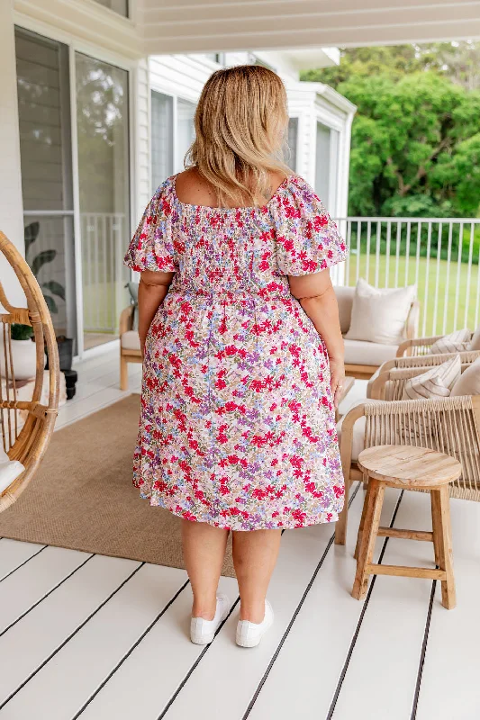 Charlotte Puff Sleeve Dress in Light Floral