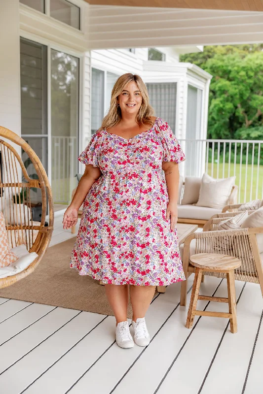 Charlotte Puff Sleeve Dress in Light Floral