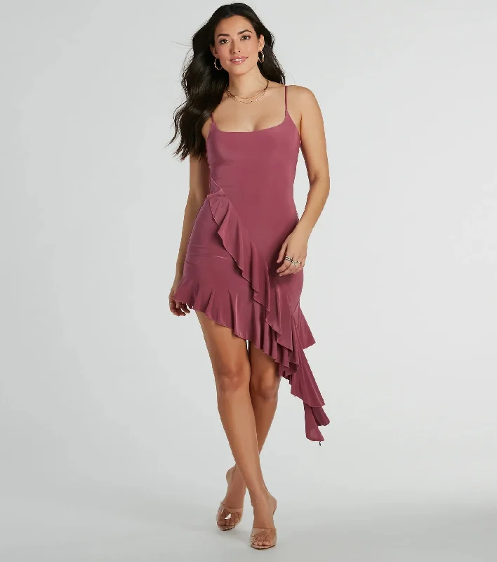 Charmed Persona Scoop Neck Ruffled Mini Dress