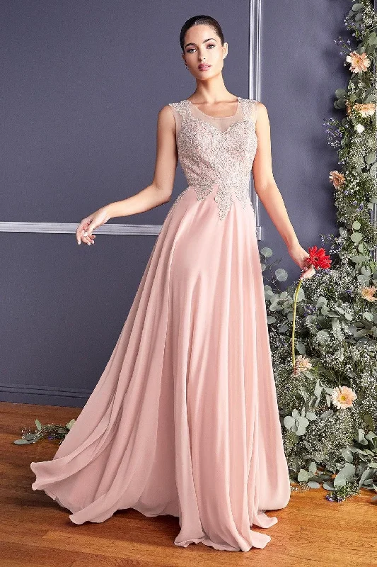 Cinderella Divine CD2635 Long Jewel Embellished Formal Prom Gown