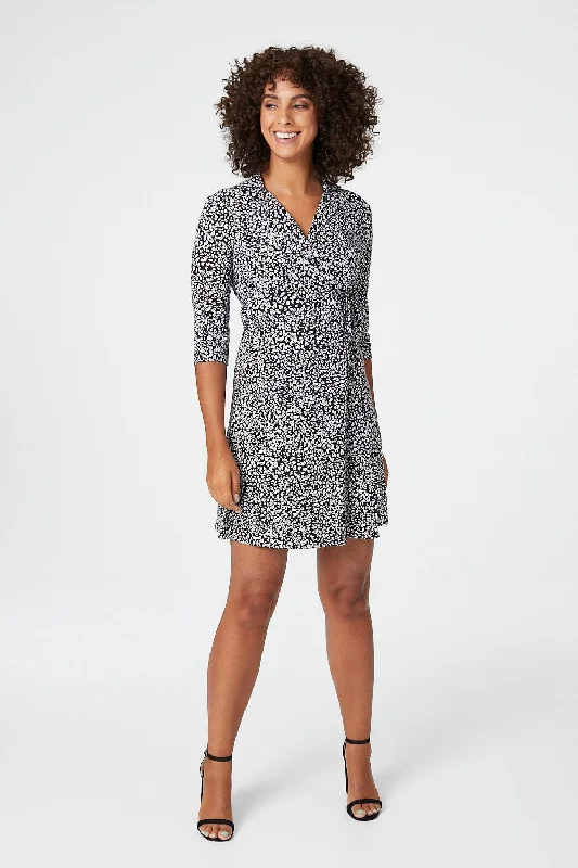 Animal Print Wrap Short Dress