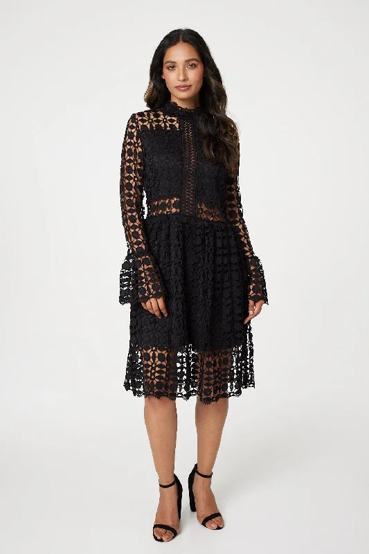 Lace Semi Sheer Skater Dress