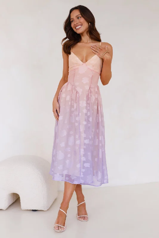 Ethereal Sunset Midi Dress Purple