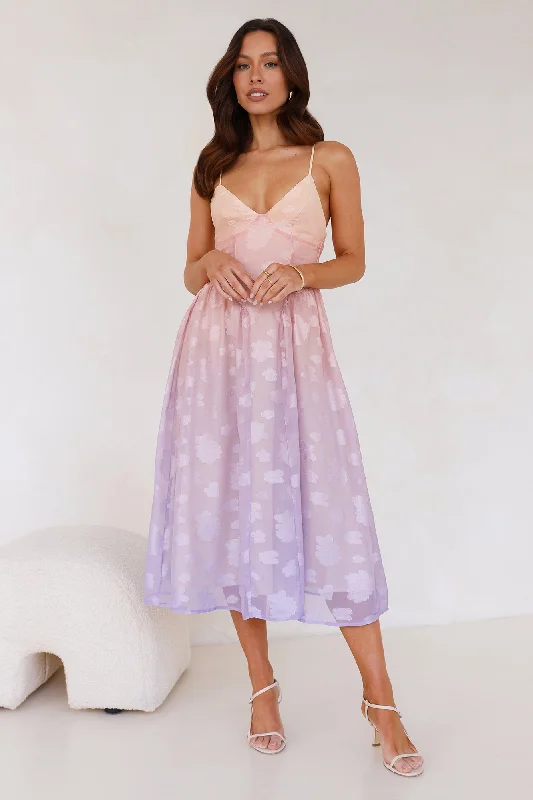 Ethereal Sunset Midi Dress Purple