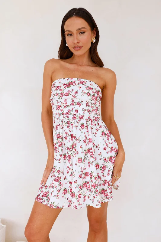 Garden Of Dreams Strapless Mini Dress White