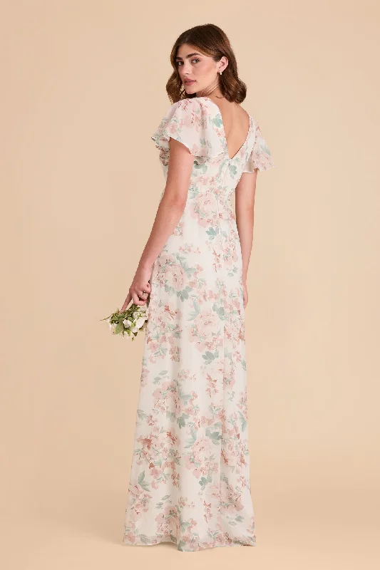 Hannah Empire Dress - Dusty Apricot Peonies