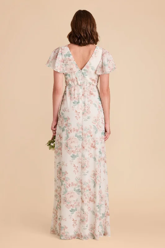 Hannah Empire Dress - Dusty Apricot Peonies