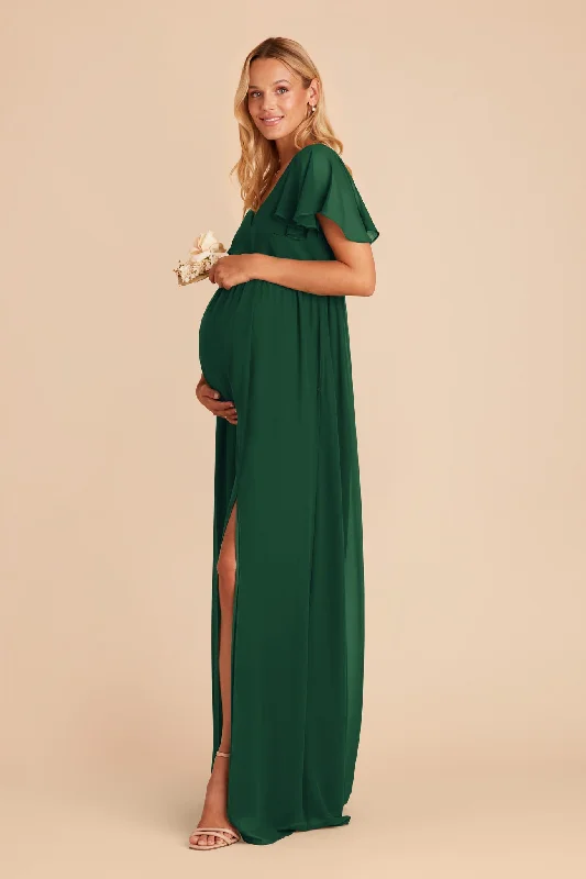 Hannah Empire Dress - Forest Green