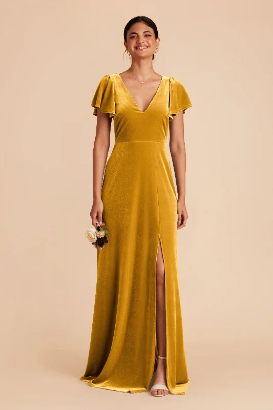 Hannah Velvet Dress - Butterscotch