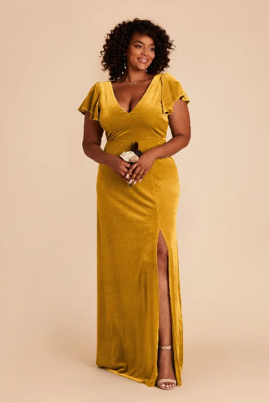 Hannah Velvet Dress - Butterscotch