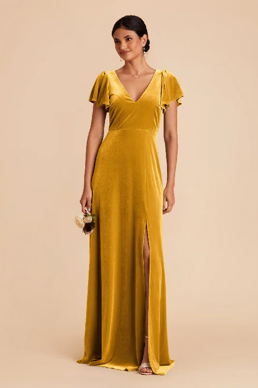 Hannah Velvet Dress - Butterscotch