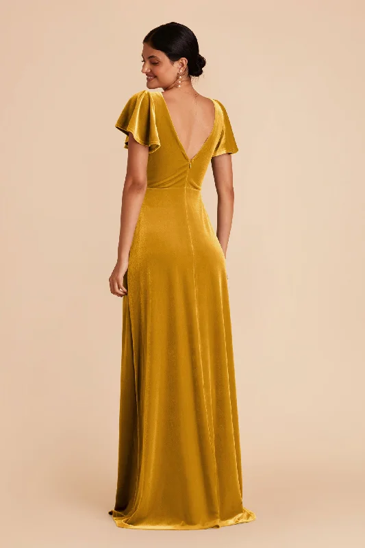 Hannah Velvet Dress - Butterscotch