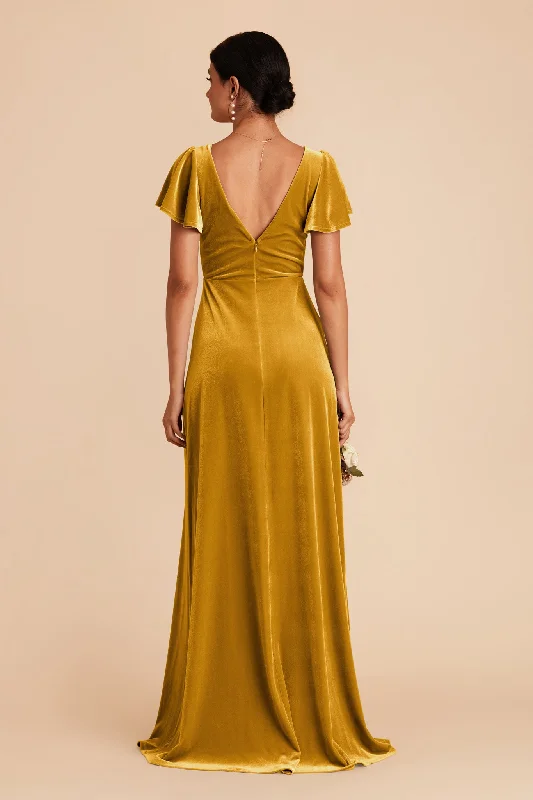 Hannah Velvet Dress - Butterscotch