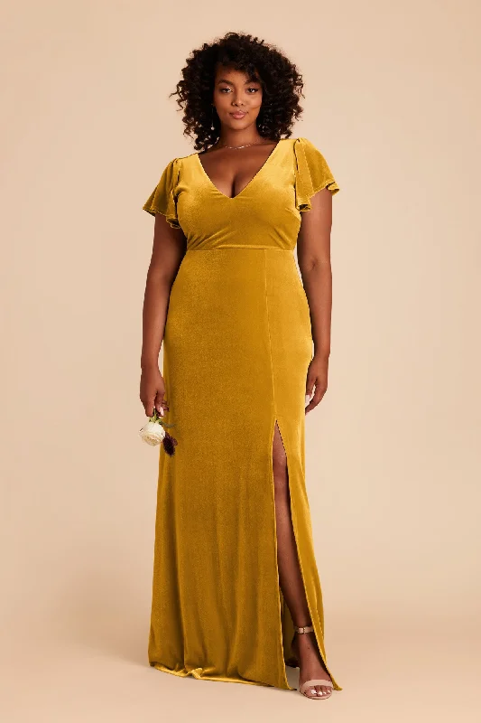 Hannah Velvet Dress - Butterscotch